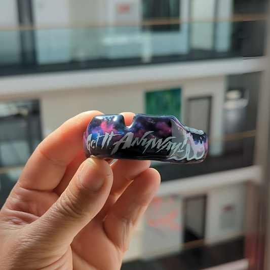 Galaxy mit Text - Maßgefertigter Mundschutz mit Abdruckset